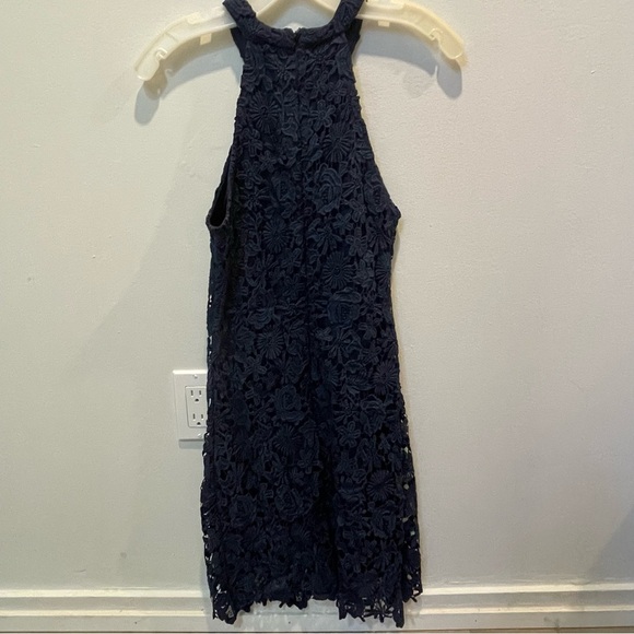 Lulus Love Poem Navy Blue Lace Halter Mini Dress Size Small - Picture 5 of 5